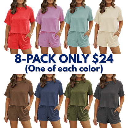 Women's Cable-Knit Textured Casual Loungewear Set