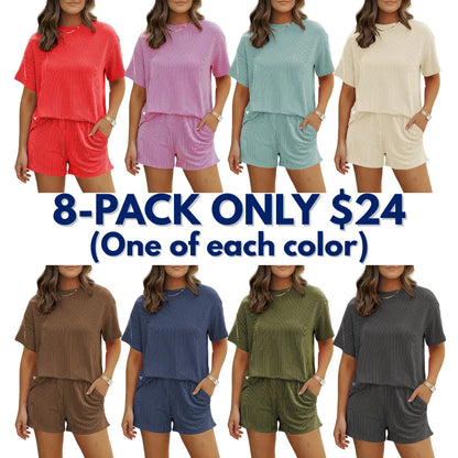 Women's Cable-Knit Textured Casual Loungewear Set