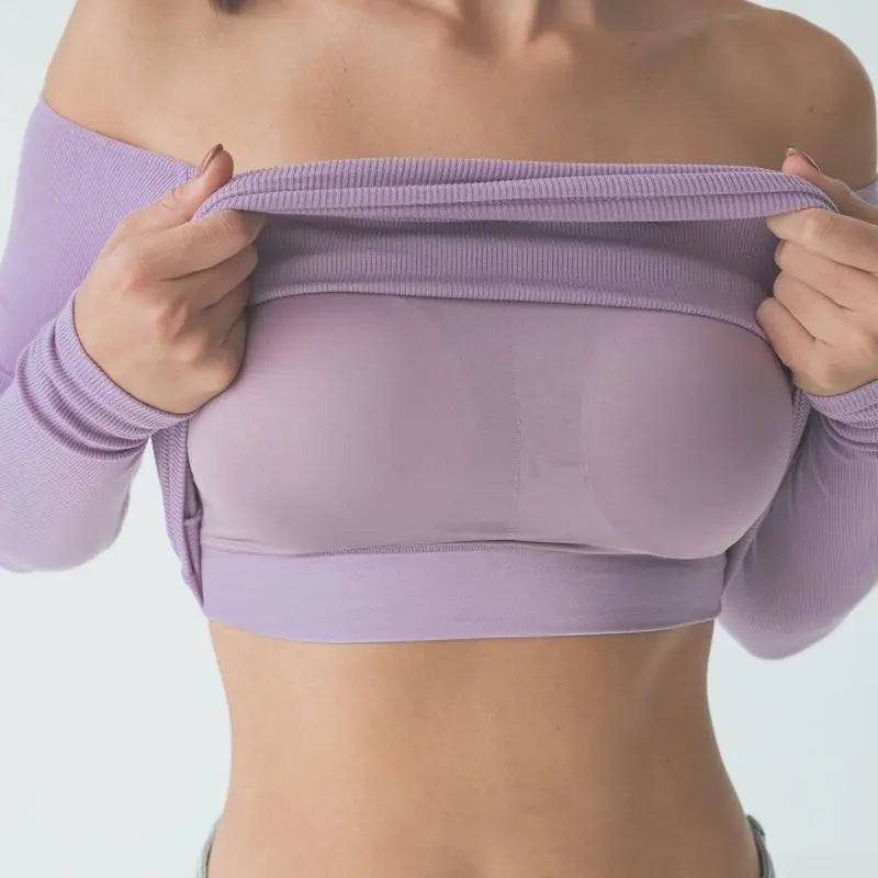 Ribbed Off The Shoulder Long Sleeve