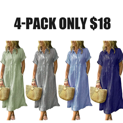 Women's loose-fitting midi striped shirt dress