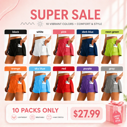 🔥Limited time clearance🔥Anti-exposure sports shorts with built-in inner layer and convenient side pockets