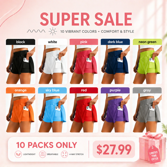 🔥Limited time clearance🔥Anti-exposure sports shorts with built-in inner layer and convenient side pockets