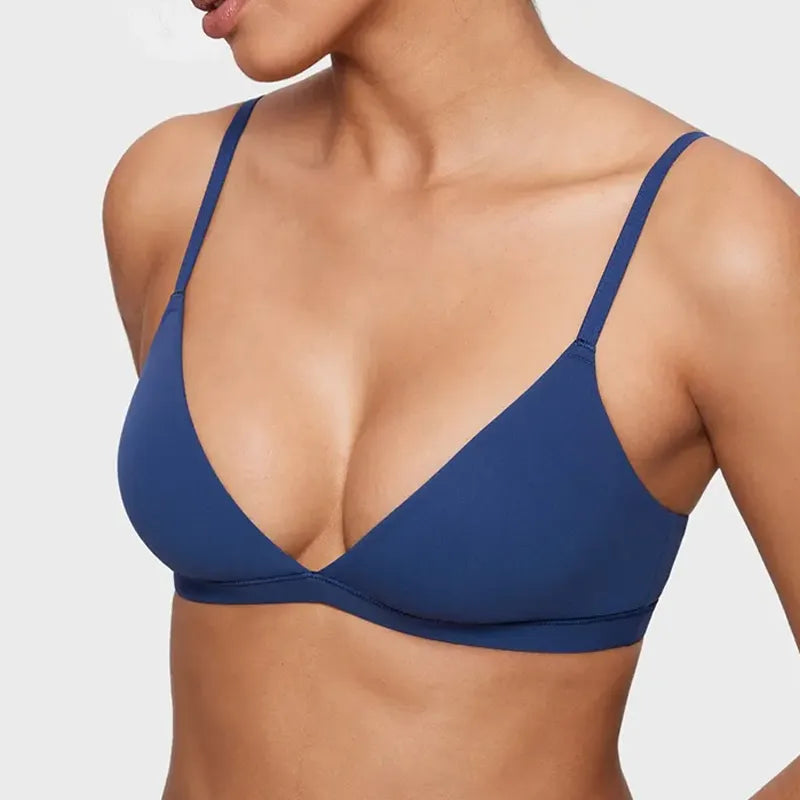 Women's Deep V, Unlined, Seamless, Wire-Free Triangle Bra