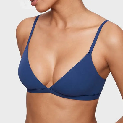 Women's Deep V, Unlined, Seamless, Wire-Free Triangle Bra