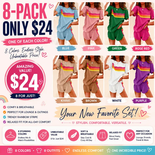 Women's Short 2-Piece Rainbow