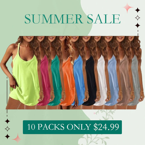Special Sale❤️Womens Summer Sleeveless Mini Dress V Neck Spaghetti