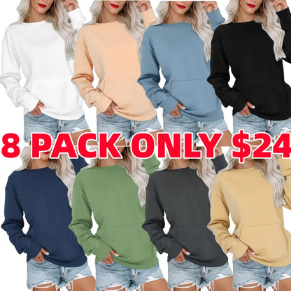 Womens Casual Long Sleeve Hoodless Crewneck Hoodie