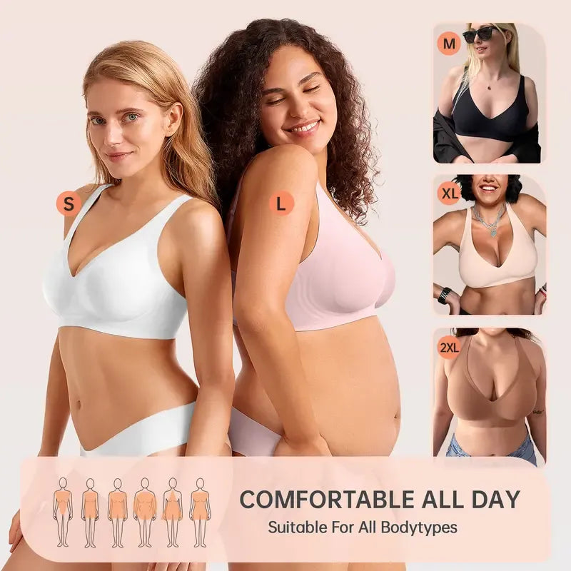 Women's Wireless Seamless Jelly Bra Deep V