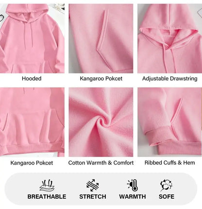 Women's Pink Print Hoodie And Drawstring Track Pants Set