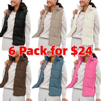 Women's Sleeveless Quilted Winter Warm Hooded