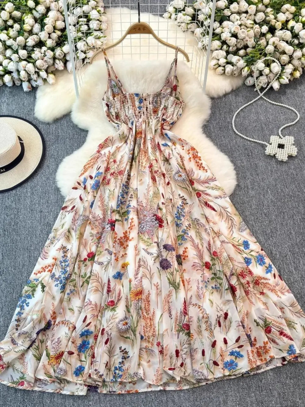 Women's Boho Floral Cami A-Line Summer Dress