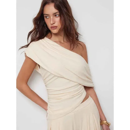 🎉Hot Sale🔥-Women'S One-Shoulder Wide-Leg Pants Suit