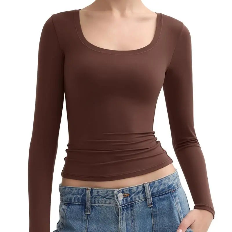 Womens Scoop Neck Long Sleeve Top - Smoke Cloud Collection