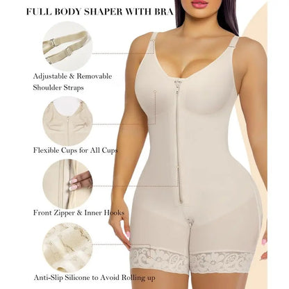 Women's Shaping Underwear Tummy-Control and Butt-Lifting Shaping Pants Zippered Crotch Removable Straps