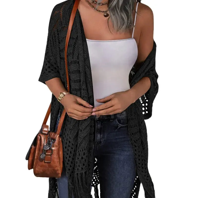 Women's knitted cardigan loose open coat