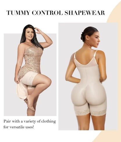 Women's Shaping Underwear Tummy-Control and Butt-Lifting Shaping Pants Zippered Crotch Removable Straps