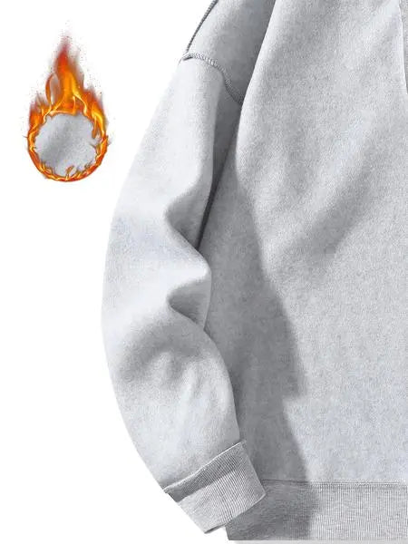 Plain Half Zip Drop Shoulder Essentials Hoodie