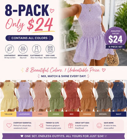 ⏰Hot Sale-Women'S Casual Fashion Sleeveless Short Dress🔥8-Pack - All Colors Included
