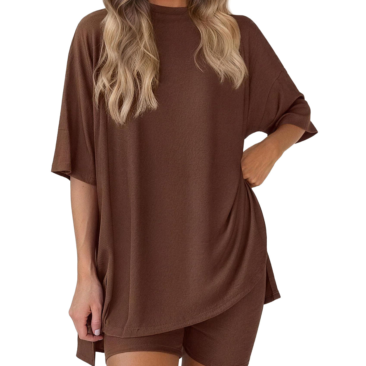✨ Women's Summer Lounge Set | Oversized Tee & Biker Shorts Set