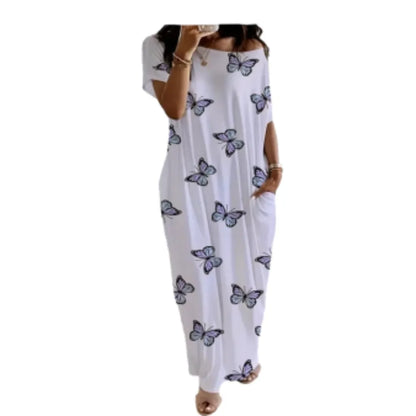 Women's Pocket Round Neck Nightdress Lady's Sleepwear Dresses