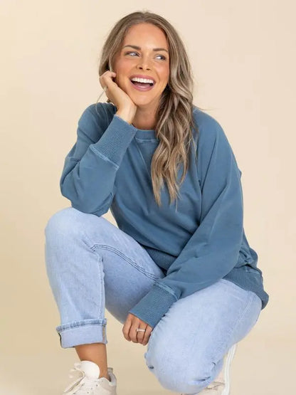 Pigment Dyed Crewneck Sweatshirts With Pockets