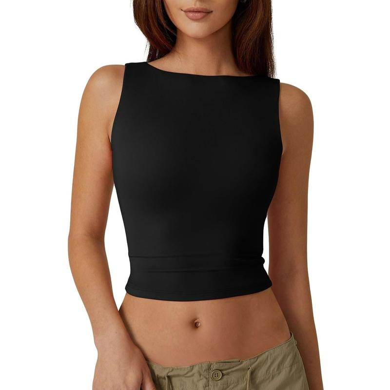 Women's Sexy Open Back Sleeveless Crop Tank