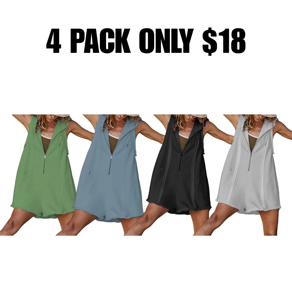 Short Half Zipper Sports Jumpsuit