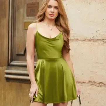 Women's Sleeveless Style Sexy Satin Square Neck Tummy Control with Inbuilt Bra Casual