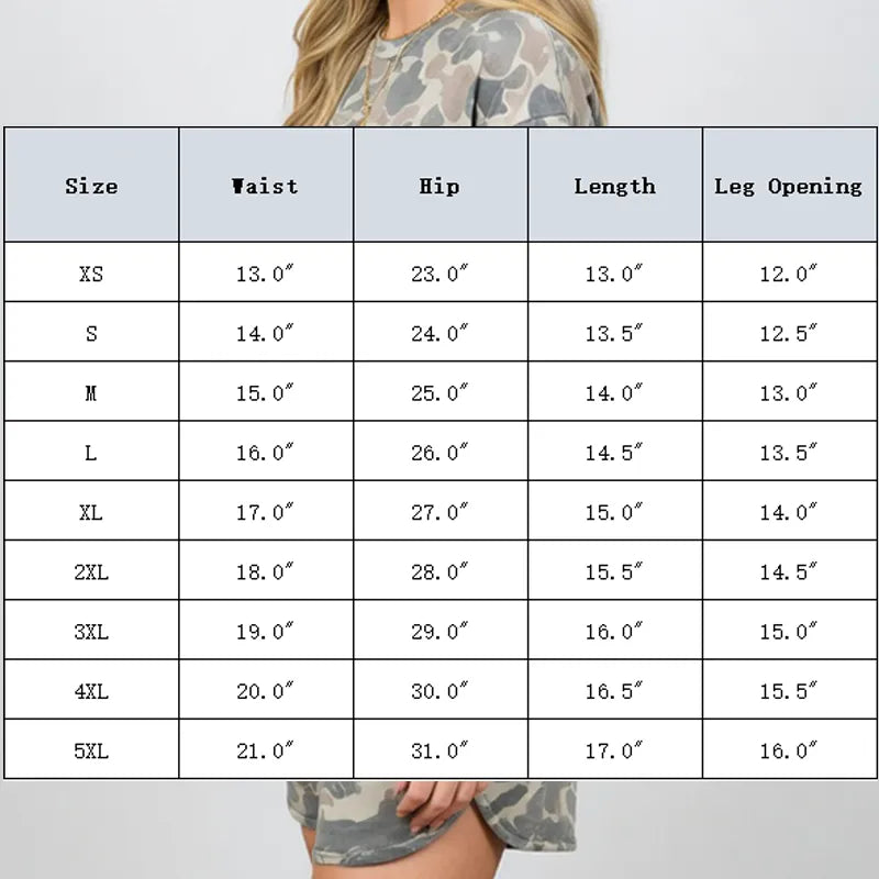 Loose-fitting T-shirt and camouflage print shorts set