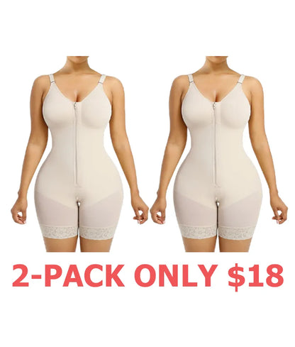 Women's Shaping Underwear Tummy-Control and Butt-Lifting Shaping Pants Zippered Crotch Removable Straps