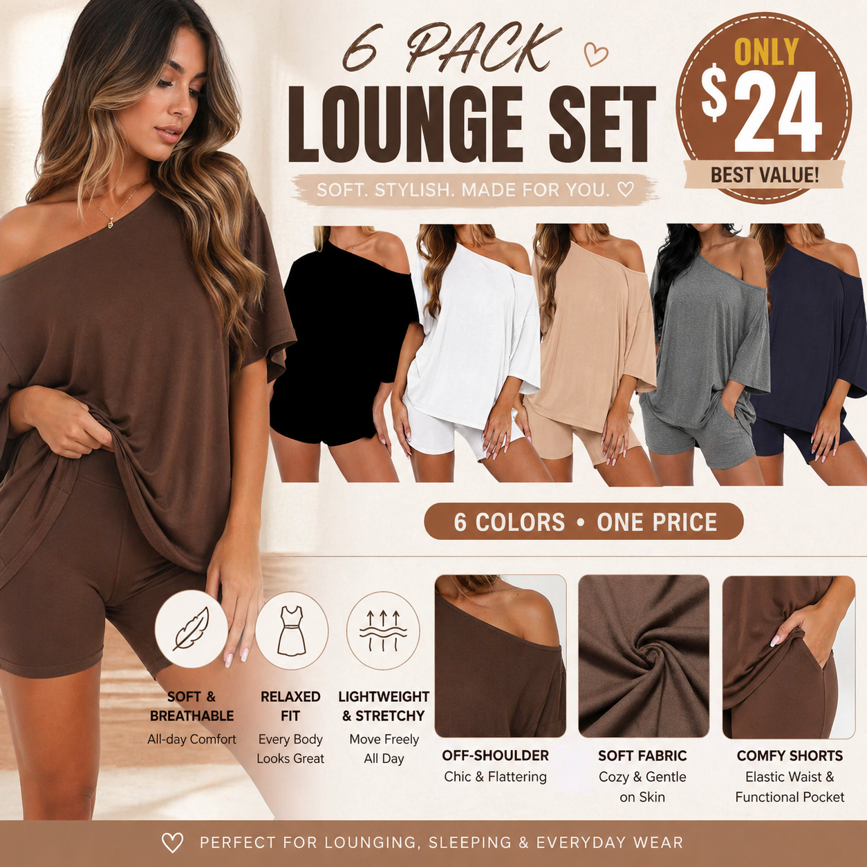 Women’s Off-Shoulder Lounge Set