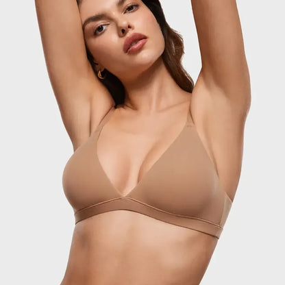 Women's Deep V, Unlined, Seamless, Wire-Free Triangle Bra