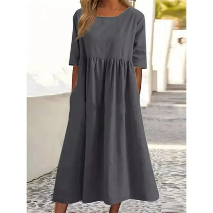 Summer New Cotton and Linen Casual Short Sleeve
