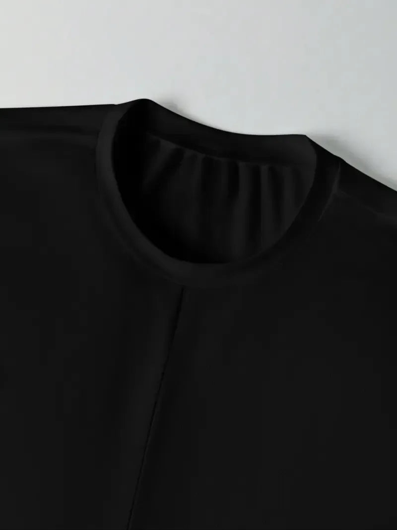 Women's Knitted Round Neck Drop Shoulder Sleeve Fitted T-Shirt