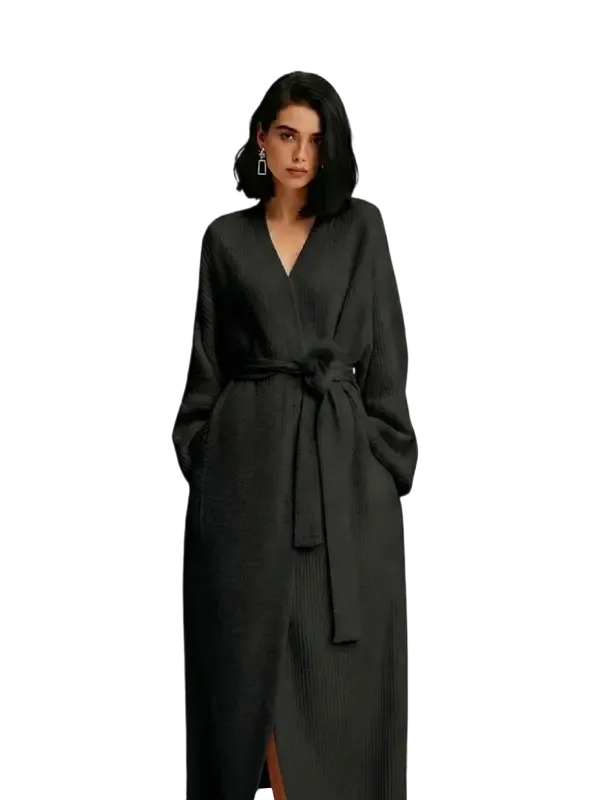 Women's double-sided plush bathrobe
