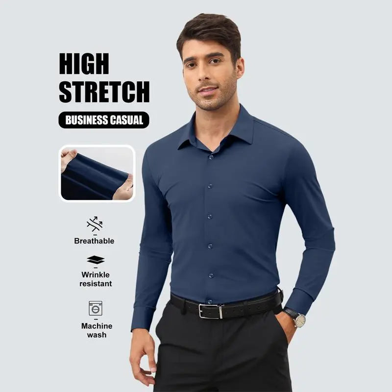 Men’s Slim Fit Stretch Dress Shirt – 16-Way Stretch, Wrinkle-Free