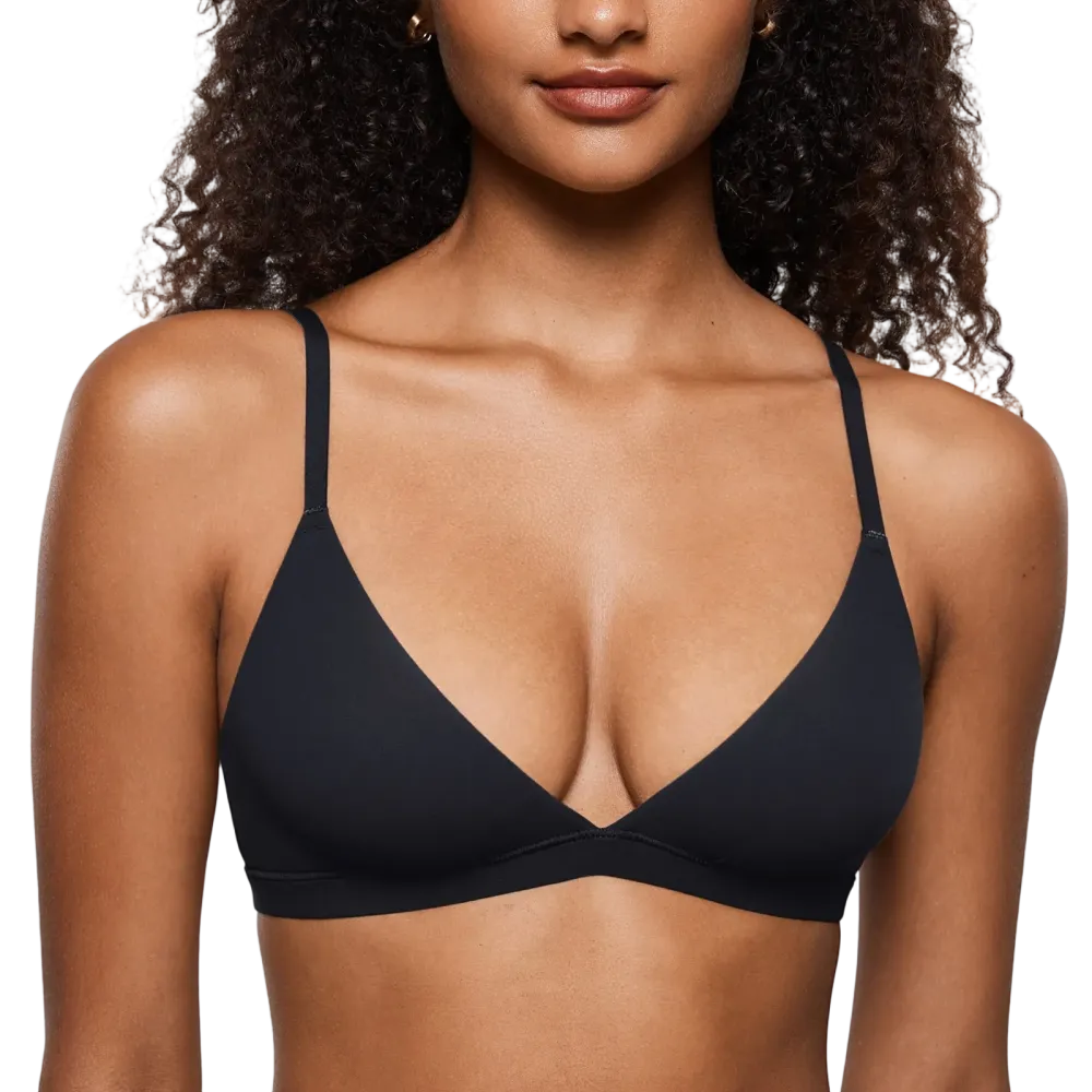 Women's Deep V, Unlined, Seamless, Wire-Free Triangle Bra