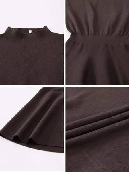 Women's Casual Half-High Neck Long Sleeve Knit Dress