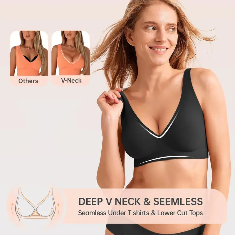 Women's Wireless Seamless Jelly Bra Deep V