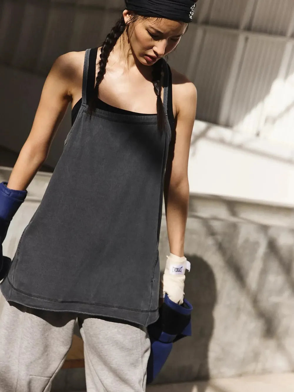 Women's Workout Tank Tops  Square Neck Tunics Loose Sleeveless Spaghetti Strap Athletic Shirts