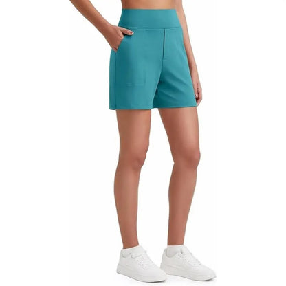 Women's Athletic Shorts High Waisted Running Yoga Shorts Summer Casual Burmuda Shorts with Pockets Activewear