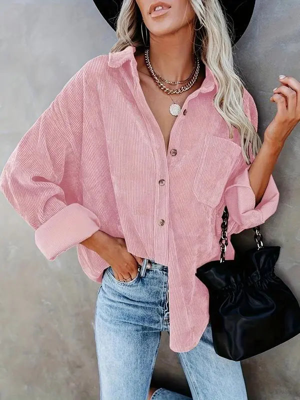 ✨Women's Plain Collared Minimalist Button Front Collared Blouse🔥