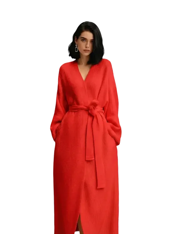 Women's double-sided plush bathrobe