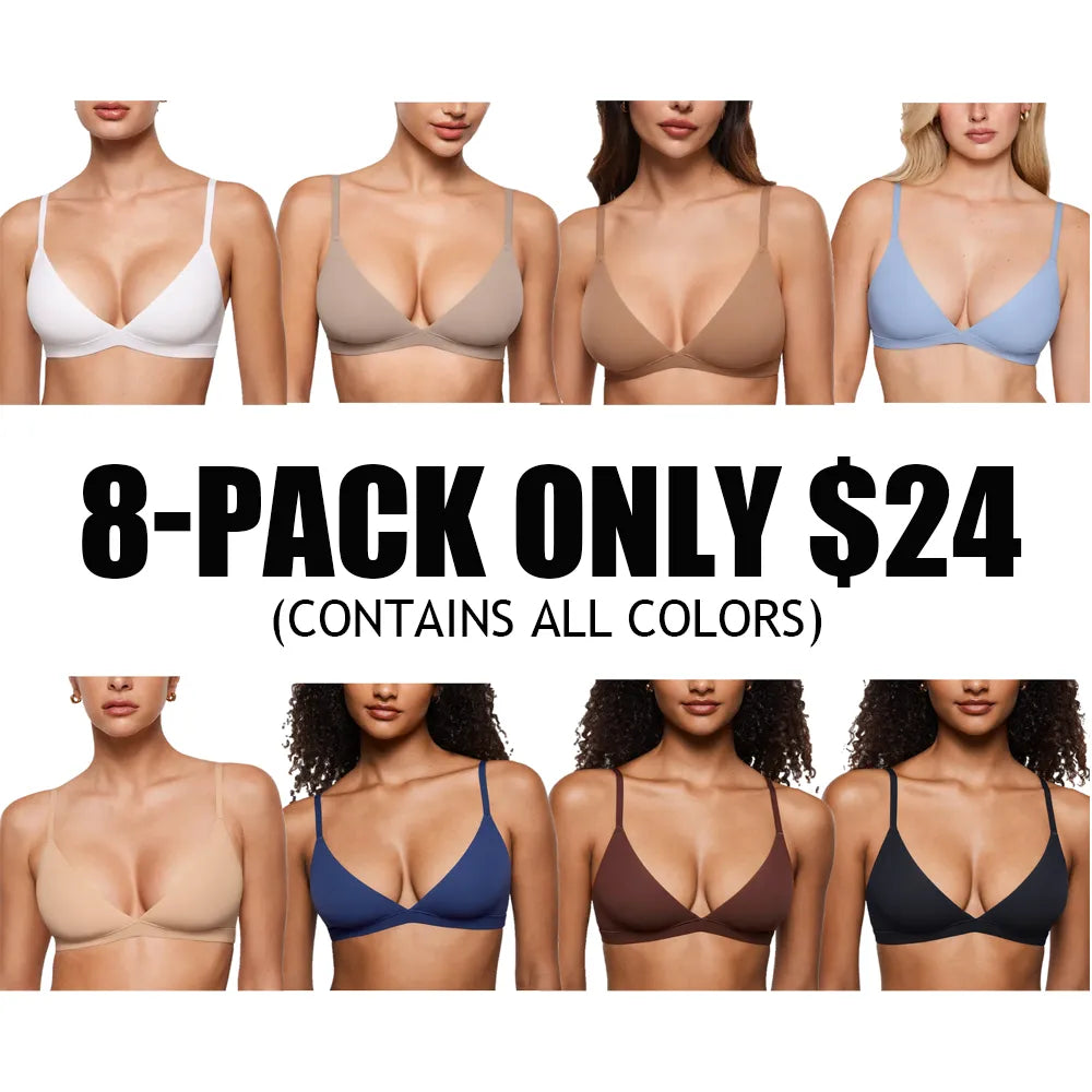 Women's Deep V, Unlined, Seamless, Wire-Free Triangle Bra