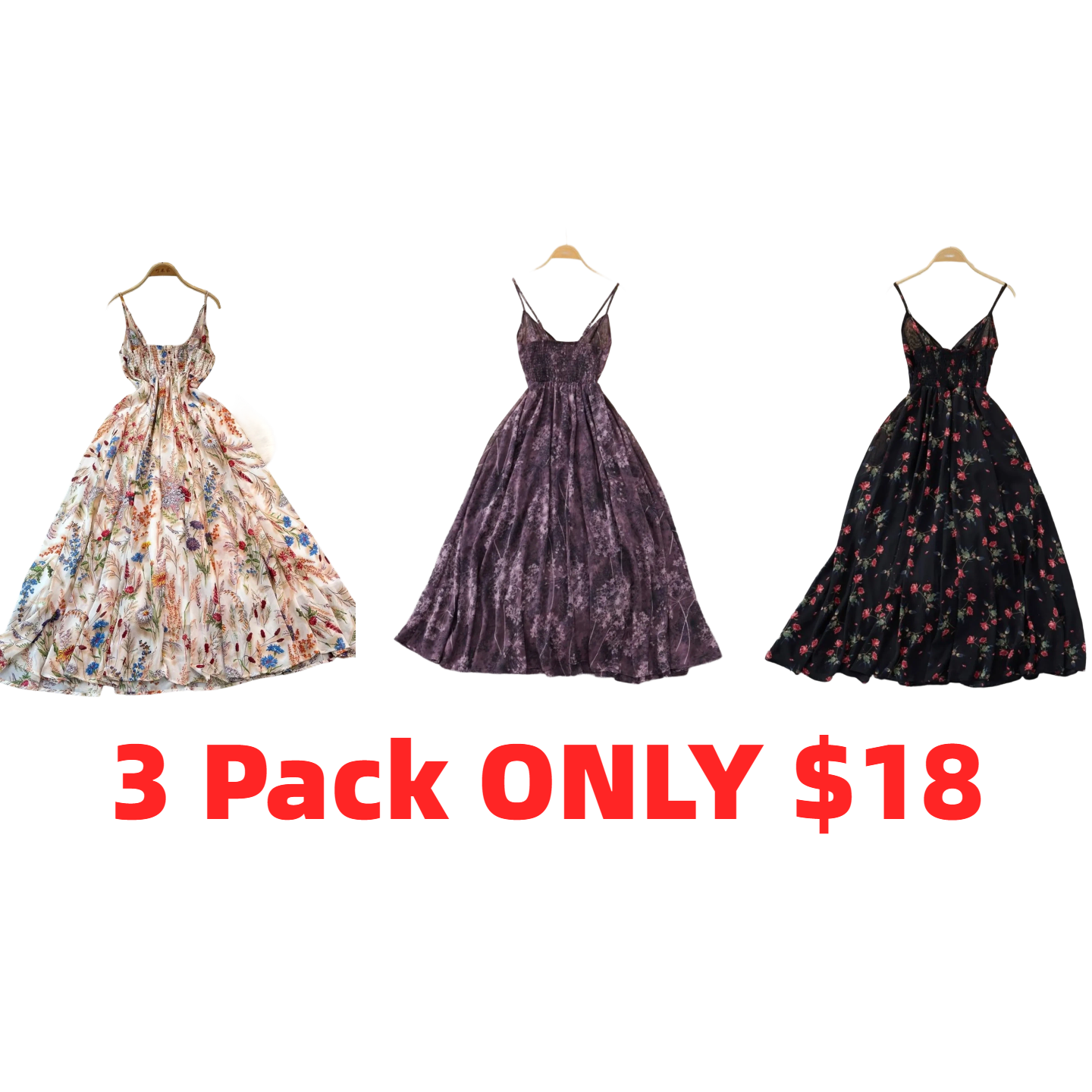 Women's Boho Floral Cami A-Line Summer Dress
