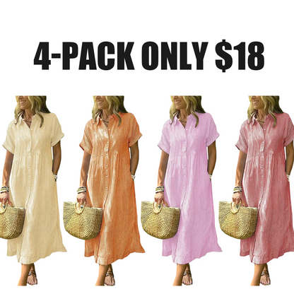 Women's loose-fitting midi striped shirt dress