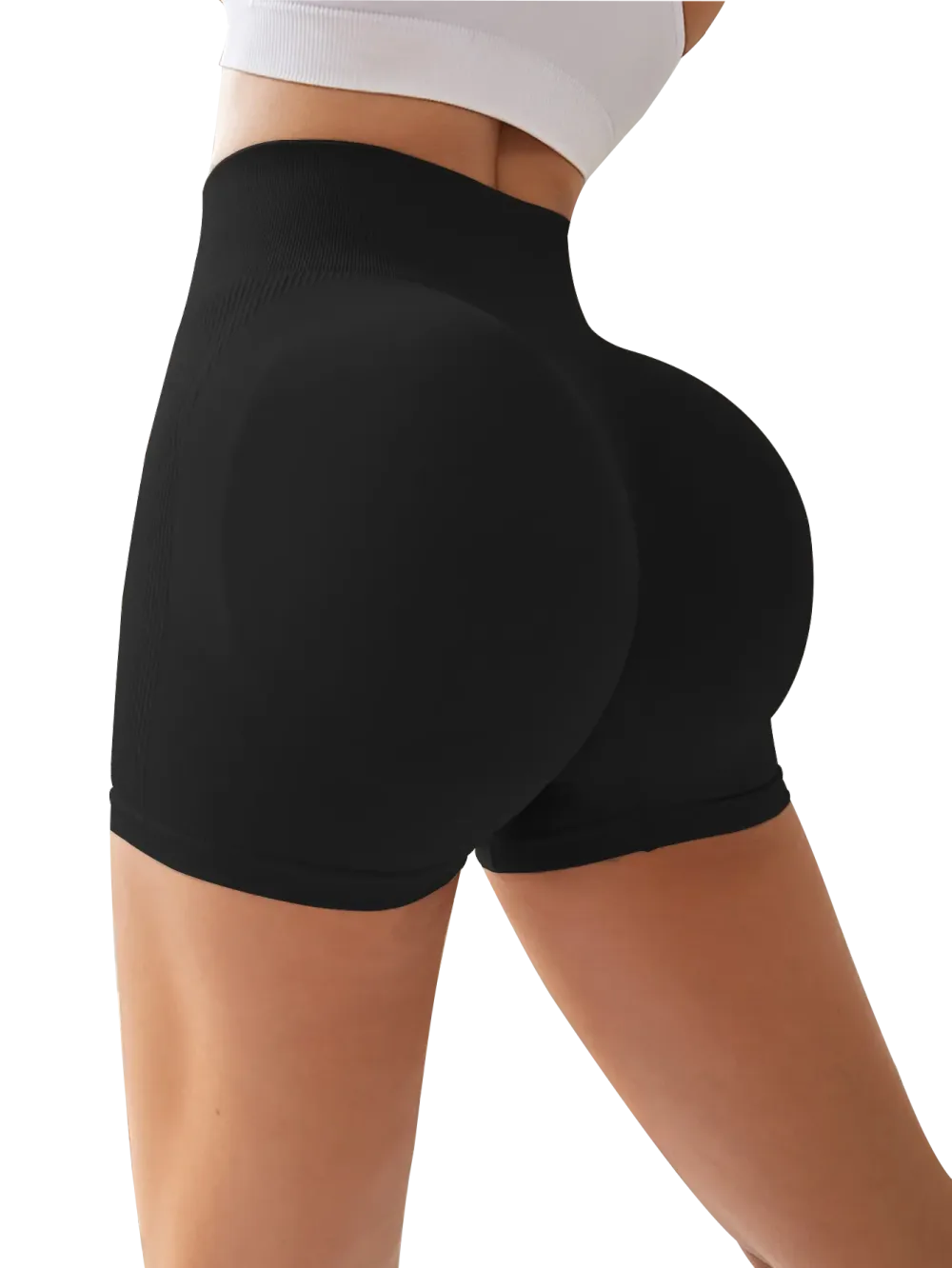 High Waist Tummy Control Side-Ribbed Butt-Lifting Seamless Shorts